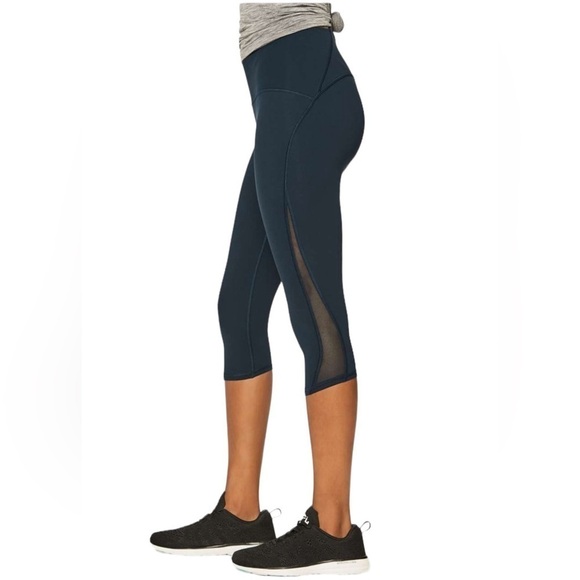 Lululemon Train Times Crop 17" Inseam Legging Nocturnal Teal Blue High Rise Sz 6 - Picture 5 of 10